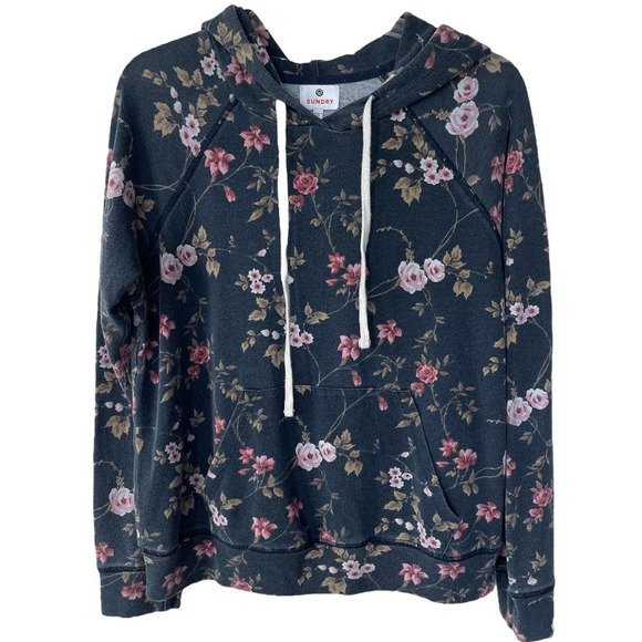 Sundry Size S Blue Floral hoodie sweater size S - Picture 1 of 10